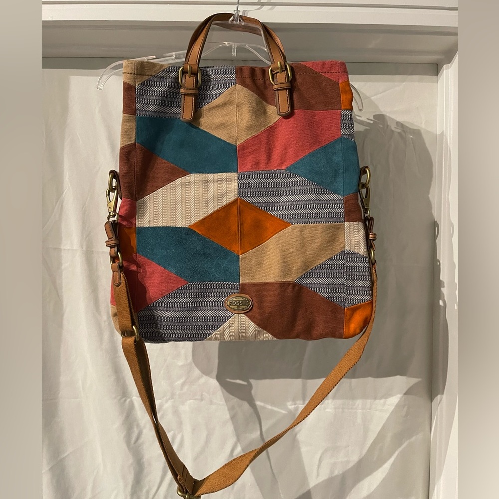 Fossil Large Hobo Multicolored Suede Shoulder Bag… - image 1